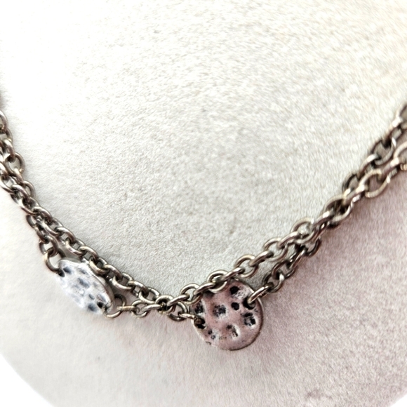 VINTAGE Premier Designs Multi-Tone Hammered Disk Long 38" Necklace - Picture 4 of 7